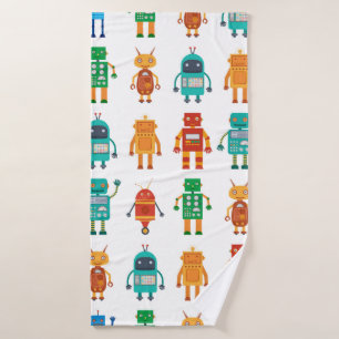 Motif sans couture de robots rétro colorés dans un