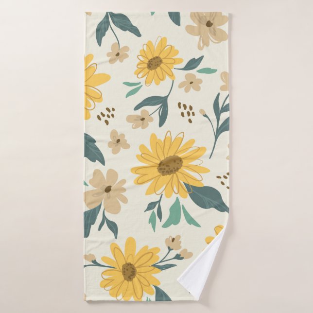 Motif sans couture de tournesol. Marguerite jaune  (Serviette de bain)