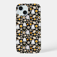 Motif sans couture Fleurs Fantômes Rétro Halloween