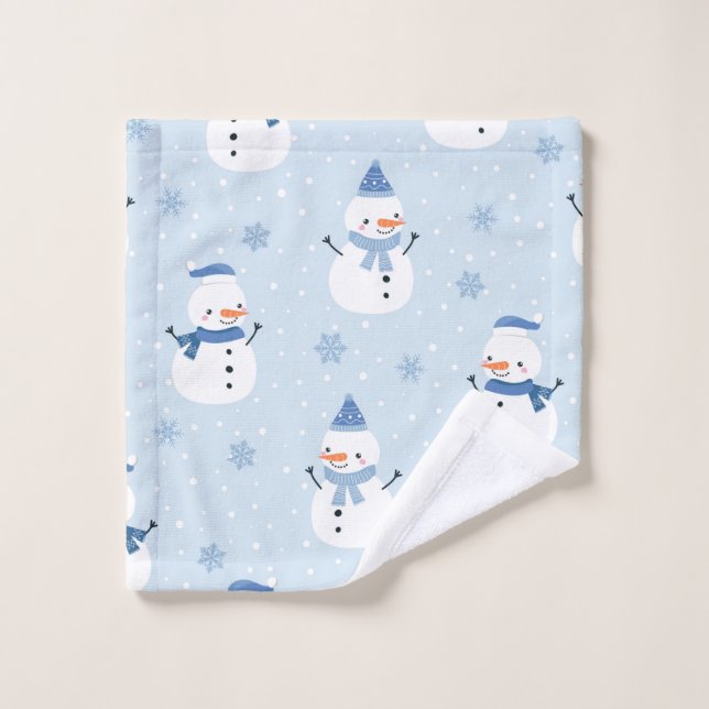 Motif sans couture Snowman, arrière - plan d'hiver (Gant de toilette)