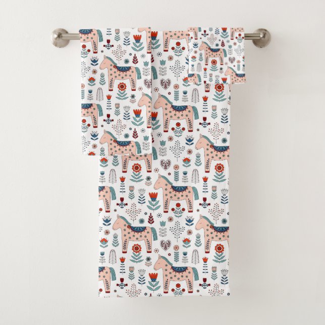 Motif scandinave d'art populaire de cheval (En situation)
