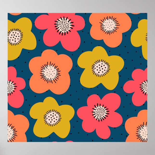 Motif scandinave fleurie audacieuse : déco homogèn (Devant)