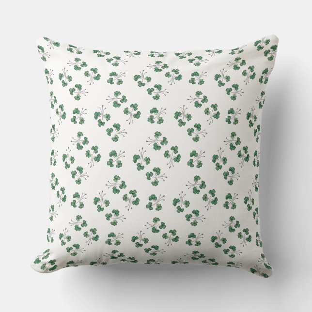 Motif Shamrock vert sur Coussin blanc ou coussin (Recto)