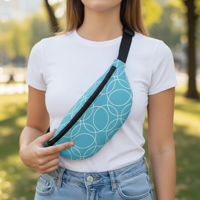 Motif simple moderne (light blue fanny pack with circle pattern)