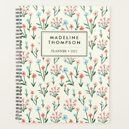 Motif simple Pastel rose Fleurs bleues
