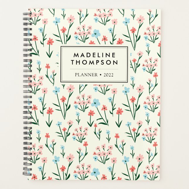 Motif simple Pastel rose Fleurs bleues (Devant)