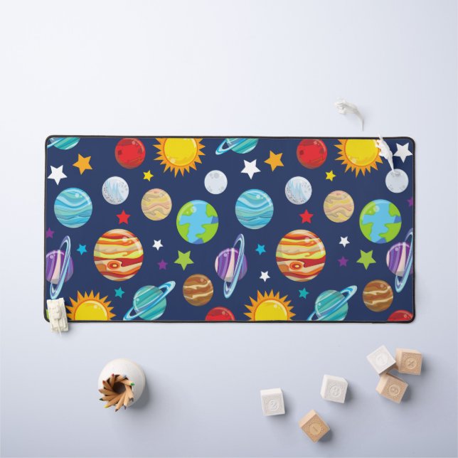 Motif spatial, Planètes, Étoiles, Cosmos, Galaxie (Tableau pour enfants)