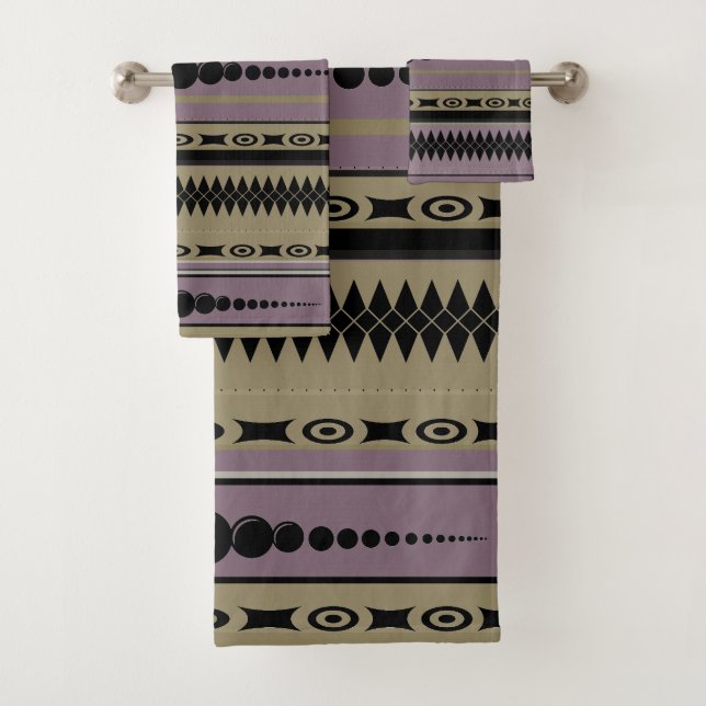 Motif sud-ouest Taupe, Plum, Gris, Noir (En situation)