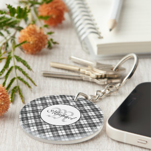 Motif tartan Noël noir blanc Monogramme