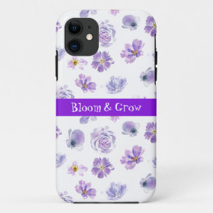 Motif tendance fleurs violettes coque iphone