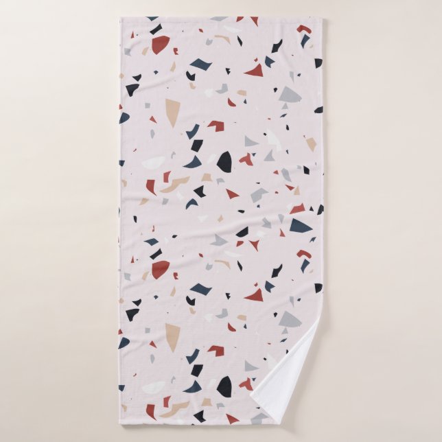 Motif Terrazzo Abstrait Moderne du Milieu du Siècl (Serviette de bain)