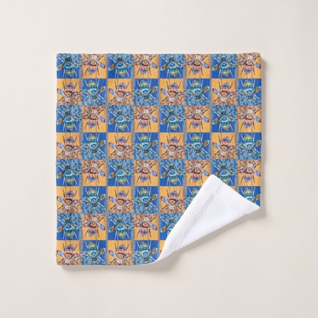 Motif textile de style patchwork de guêpe (Gant de toilette)