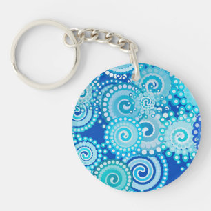 Motif tourbillon fractal, nuances bleu océan