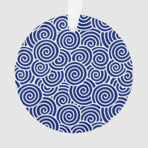 Motif tourbillon japonais - bleu marine et blanc