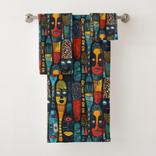 Motif tribal africain avec idoles.