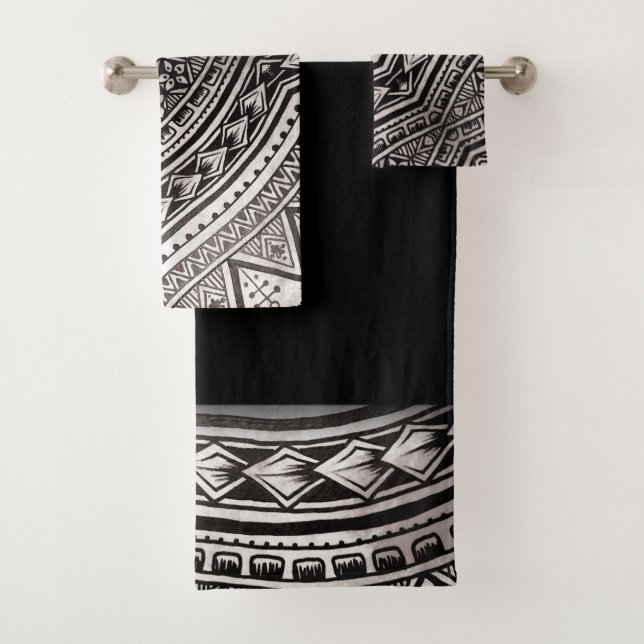 Motif tribal géométrique moderne noir et blanc (En situation)