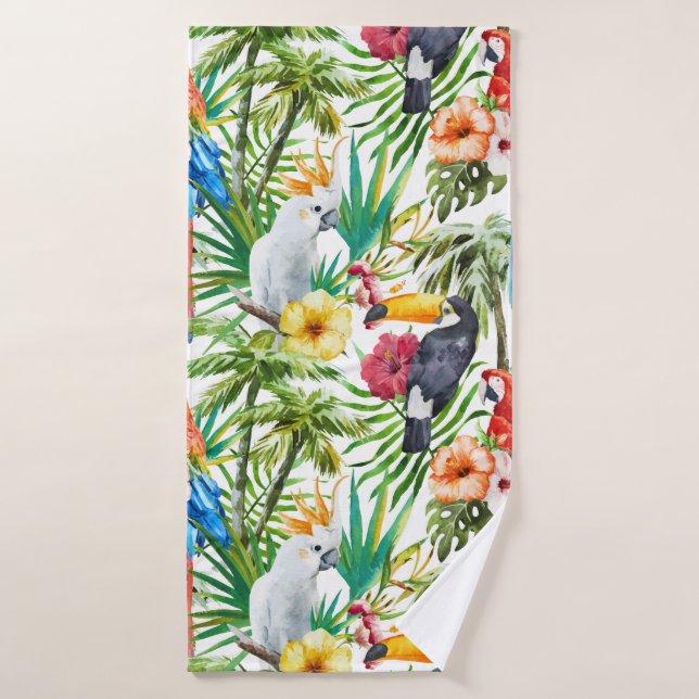 Motif tropical de perroquets (Serviette de bain)