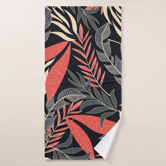 Motif tropical d'été transparent avec jaune vif (Serviette de bain)