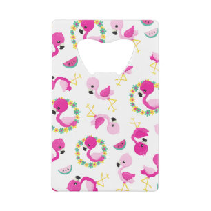 Motif tropical, Flamants roses, pastèques, Fleurs