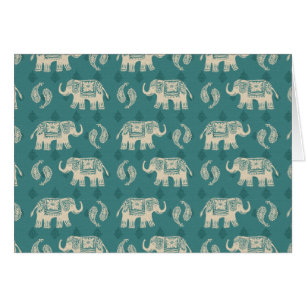 Motif turquoise de caravane d'éléphant