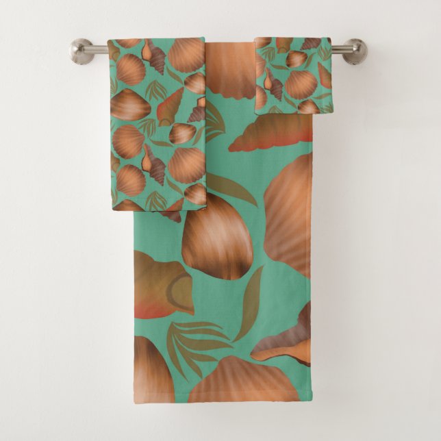 Motif turquoise de coquillages nautiques (En situation)