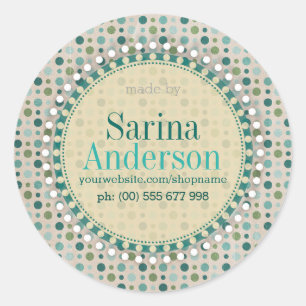 Motif turquoise Vert Polka Dot Fait Par Étiquettes