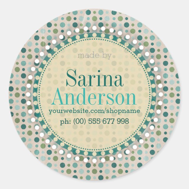 Motif turquoise Vert Polka Dot Fait Par Étiquettes (Devant)