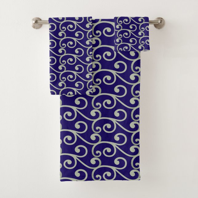 Motif vectoriel gris clair sur bleu marine (En situation)