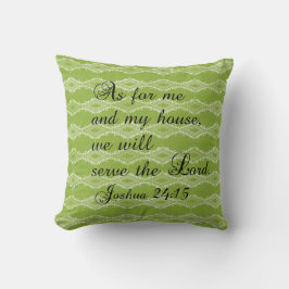 Motif vert Joshua 24:15 Bible Verse Coussin
