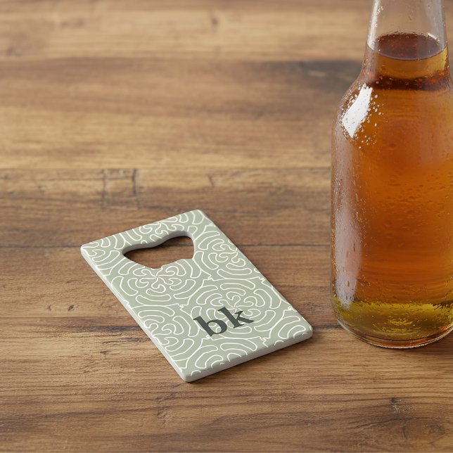 Motif vert sauge moderne monogrammé (bottle opener with monogram)