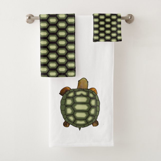 Motif vert tortue & tortue sur blanc (En situation)