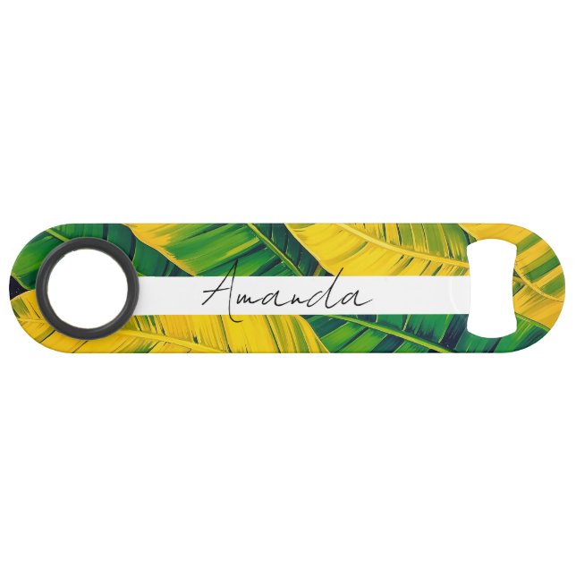 Motif vibrant à feuilles de bananier vert et jaune (Devant (Horizontal))