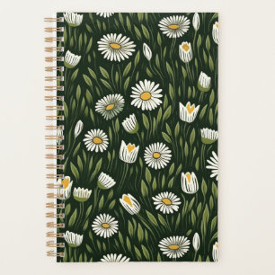 Motif vibrant de marguerite avec des accents verts