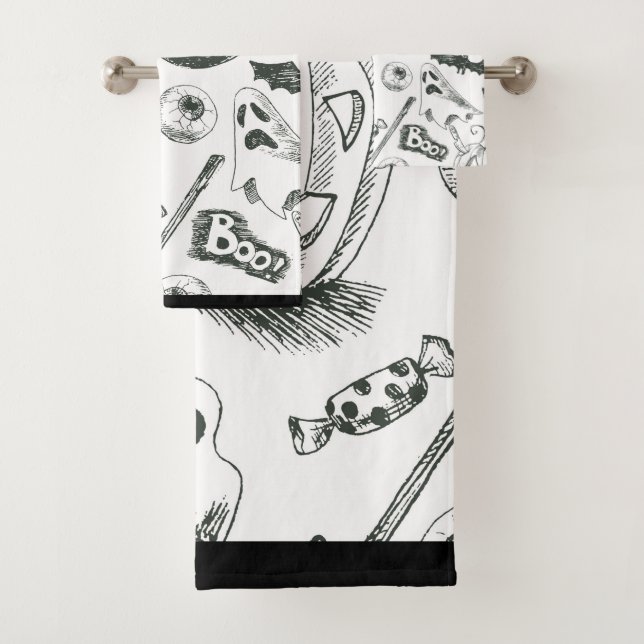 Motif vintage d'Halloween noir et blanc (En situation)