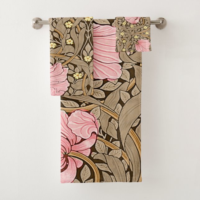 Motif W Morris Pimpernel en rose et sépia (En situation)