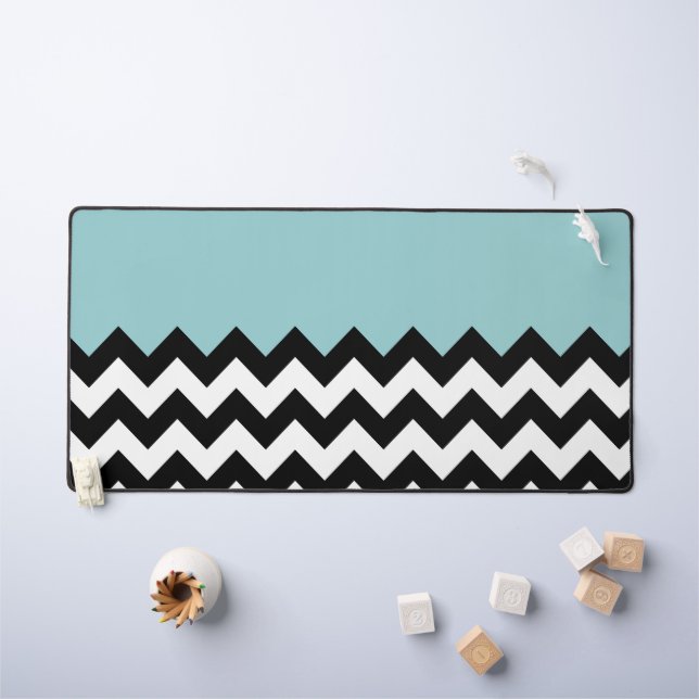 Motif Zigzag noir et blanc, Chevron, Bleu (Tableau pour enfants)