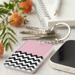 Motif Zigzag noir et blanc, Chevron, rose