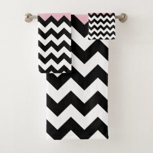 Motif Zigzag noir et blanc, Chevron, rose