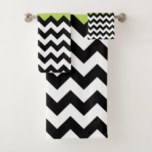 Motif Zigzag noir et blanc, Chevron, Vert