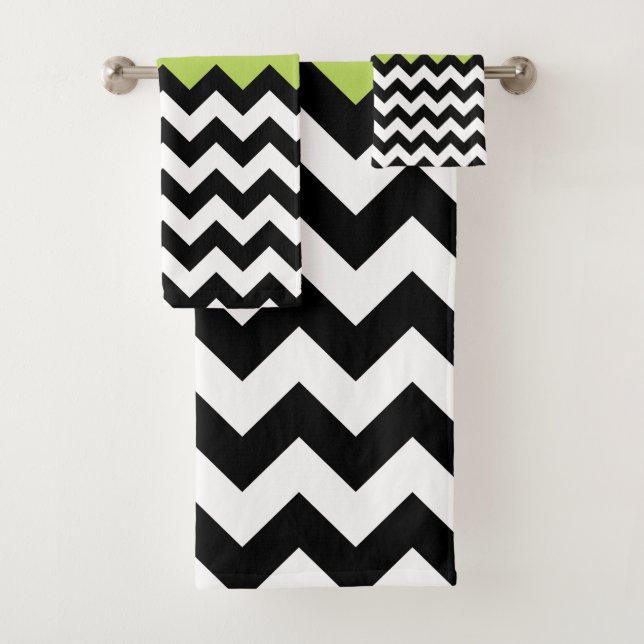 Motif Zigzag noir et blanc, Chevron, Vert (En situation)