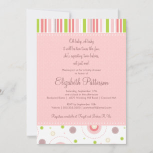 Motifs de Fun Twin Girl Baby shower Invitation