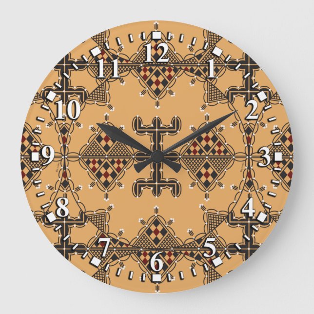Motifs de la poteries kabyles Amazigh Große Wanduhr (Vorderseite)