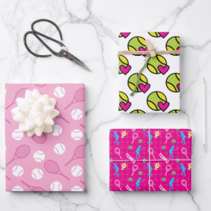 💟 Motifs de tennis roses sur feuilles de papier d