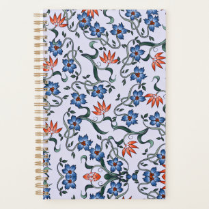 Motifs floraux bleus vibrants avec vignes vertes