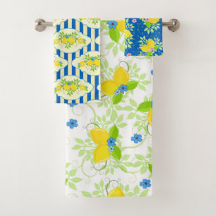 Motifs Floraux de Citrons Bleus et Jaunes Ensoleil