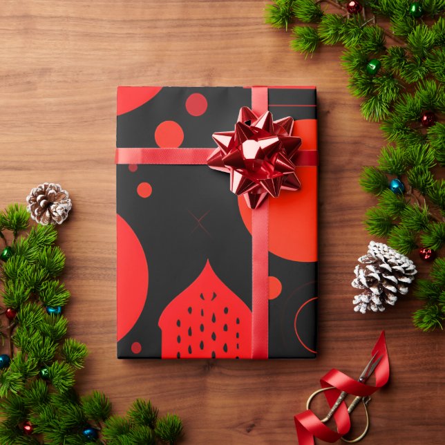 Motion Graphics Circle Red Geometric Pattern Geschenkpapier (Feiertagsgeschenk)