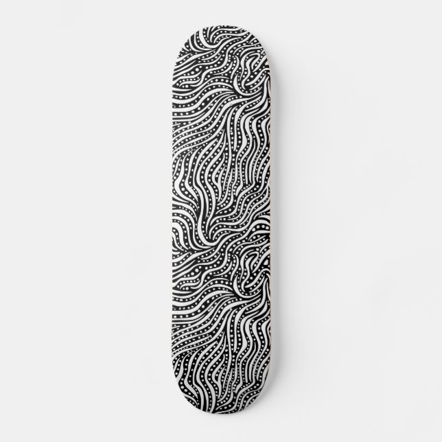 Motion on the Water V2 - White on Black Skateboard (Vorderseite)