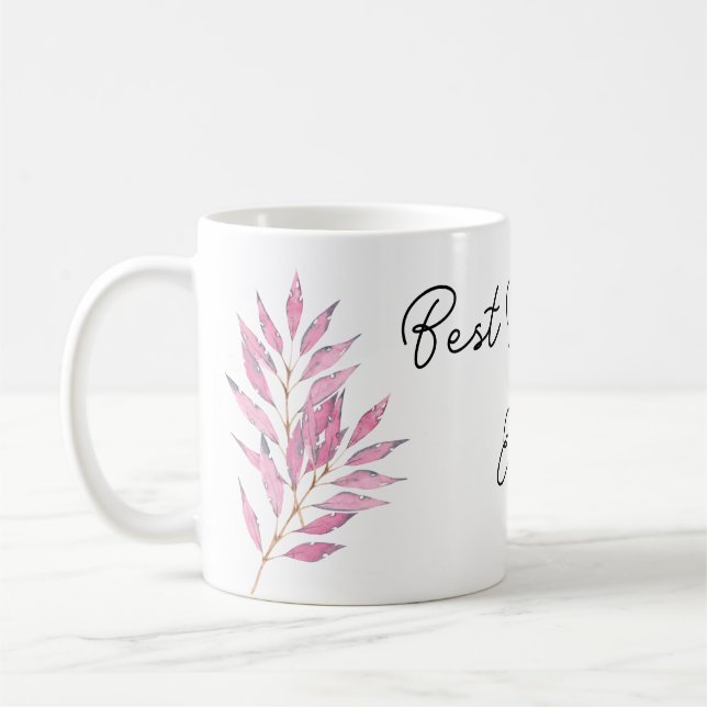 Motiv aus rosa Blättern Bester Lehrer je Kaffeetasse (Links)