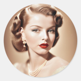 Motiv: Beautiful classic Pinup 1950 Runder Aufkleber
