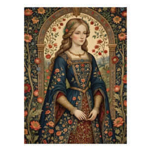 Motiv: Dame im Mittelaltergarten der Renaissance Fotodruck